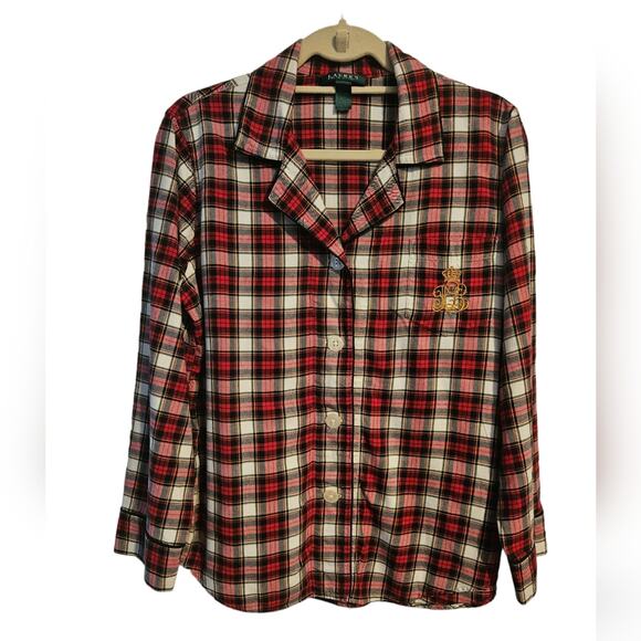 Ralph Lauren Woman's red plaid pajama set Top and Bottom size L - Picture 1 of 5